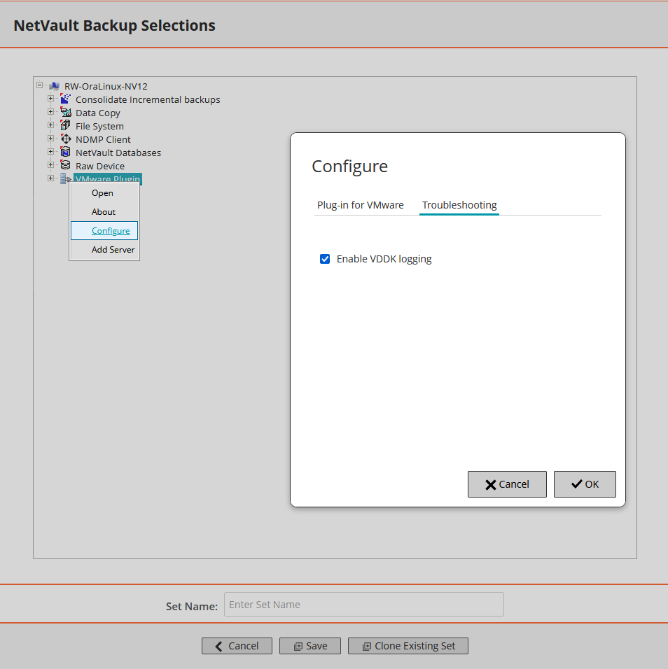 Enable VDDK Log on the plugin